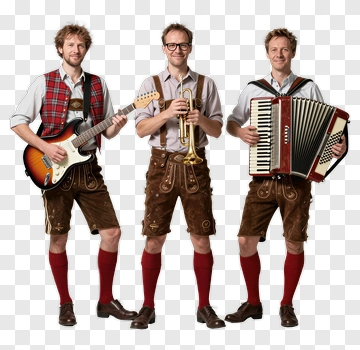 Musicians In Traditional Bavarian Attire Playing Instruments PNG