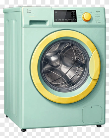Washing Machine With Yellow And Mint Design PNG
