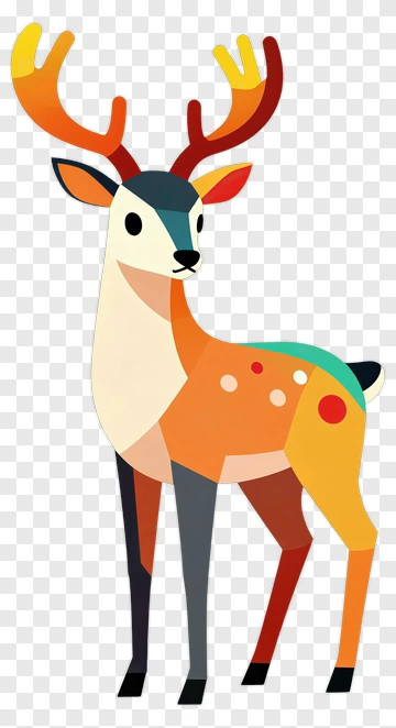 Colorful Deer With Antlers PNG