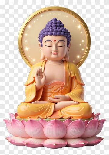 Buddha Statue Sitting On A Lotus Flower PNG