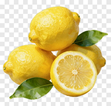 Fresh Lemons With Leaves PNG