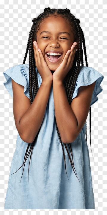 Happy Girl Smiling With Hands On Face PNG
