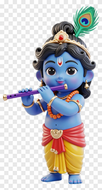 3D Krishna Playing Flute PNG