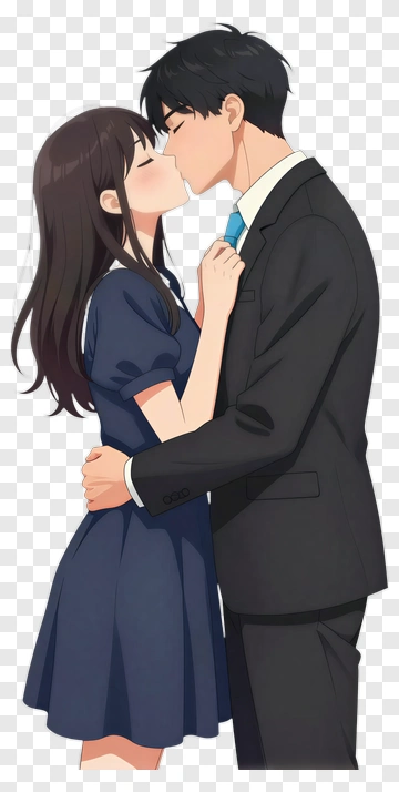 Anime Couple Kissing PNG