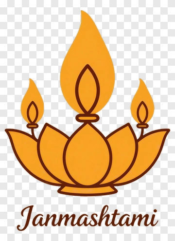 Janmashtami Festival Design With Lotus And Flames PNG