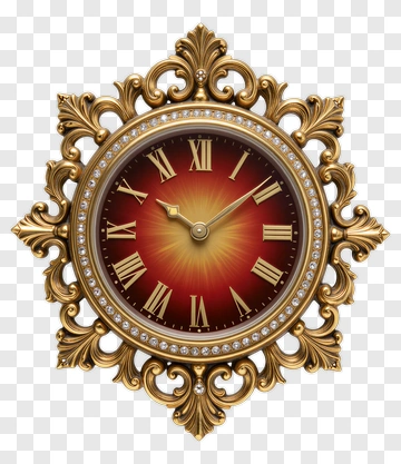 Vintage Wall Clock With Ornate Frame PNG