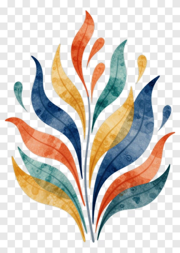 Colorful Abstract Floral Design PNG