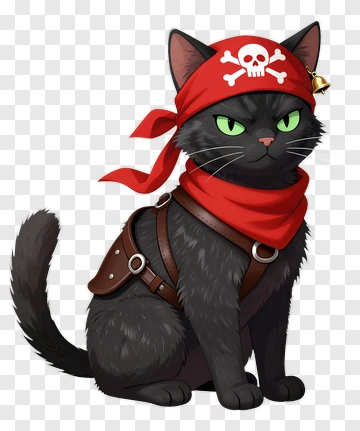 Cartoon Pirate Cat PNG
