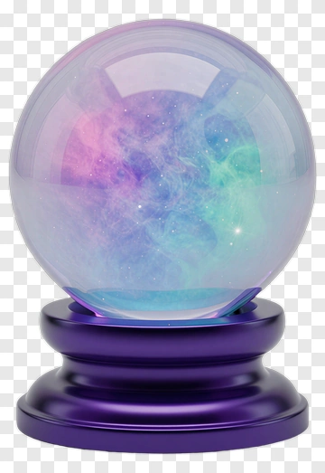 Colorful Crystal Ball On A Purple Base PNG