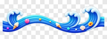 Colorful Wave With Ice Cream And Beach Elements PNG