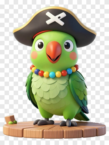 3D Pirate Parrot With Beads PNG