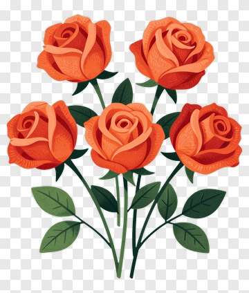 Bouquet Of Orange Roses PNG