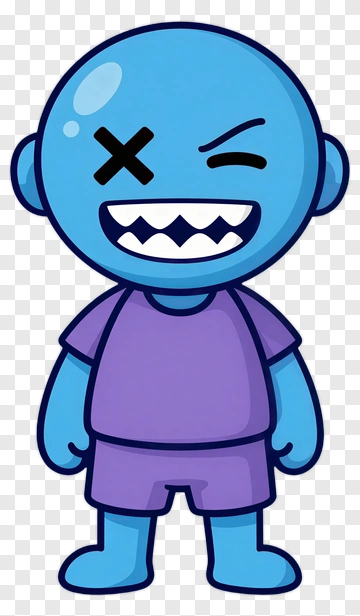 Cartoon Blue Character Winking PNG