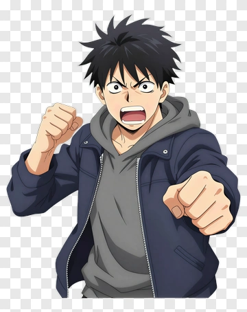 Angry Young Man With Fists Raised PNG