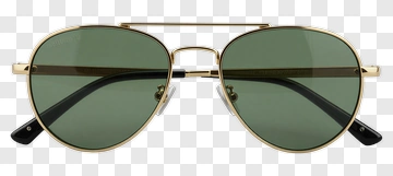 Gold Sunglasses With Green Lenses PNG