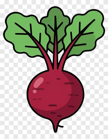 Cartoon Radish With Green Leaves PNG