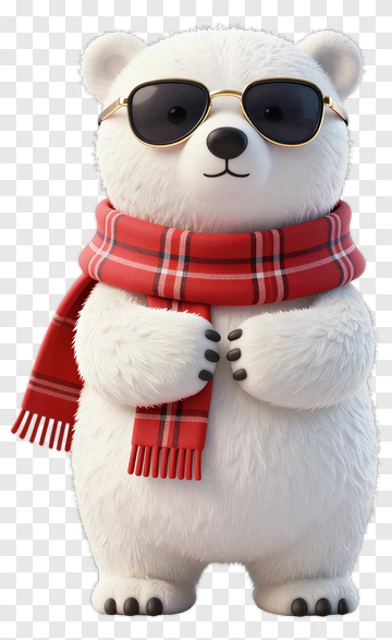 Cartoon Polar Bear Wearing Sunglasses And A Scarf PNG