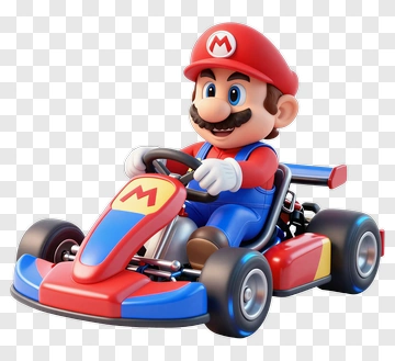Mario Driving A Go-Kart PNG