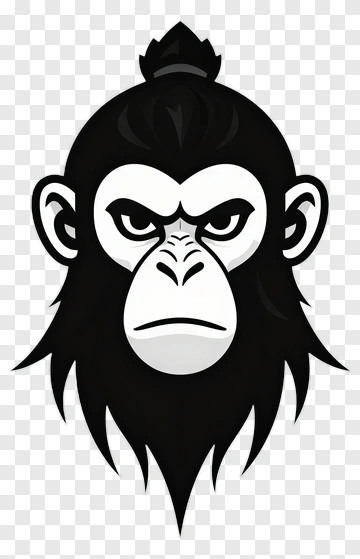 Cartoon Gorilla Head Illustration PNG