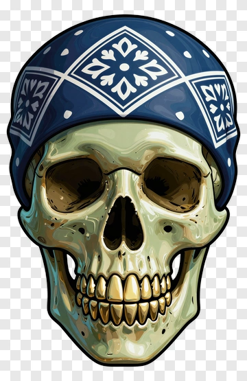 Cartoon Skull With Bandana PNG