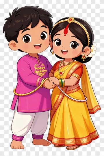Happy Siblings Celebrating Raksha Bandhan PNG