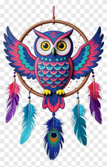 Colorful Owl Dreamcatcher PNG