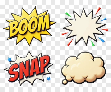 Comic Speech Bubbles With Boom And Snap PNG
