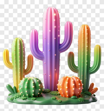 Colorful Cactus Decoration PNG