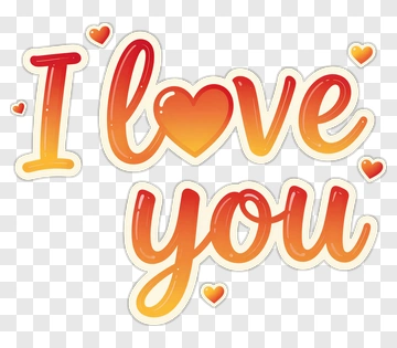 I Love You Text With Hearts PNG