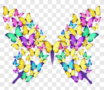 Colorful Butterfly Made Of Butterflies PNG