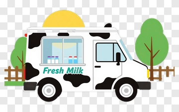 Milk Truck In A Sunny Landscape PNG