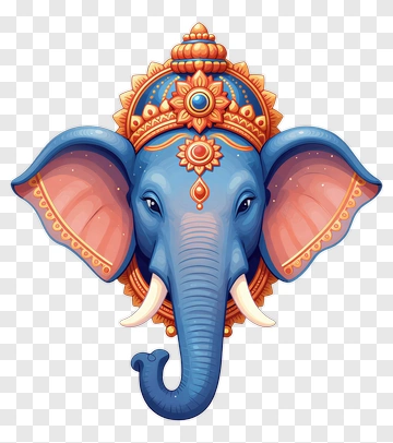 Colorful Elephant Head With Ornate Decoration PNG