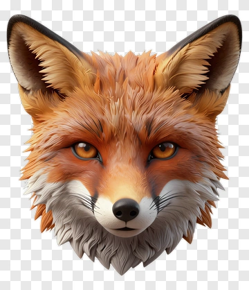 3D Fox Head PNG