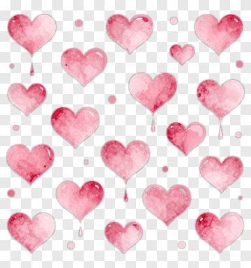 Watercolor Hearts Pattern PNG