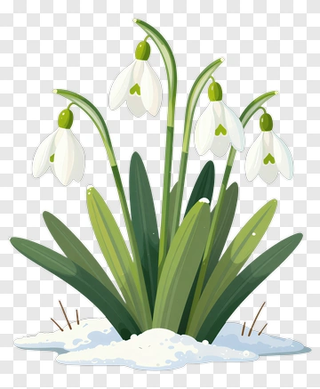Snowdrop Flowers Emerging From Snow PNG