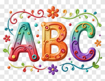 Colorful Abc Letters With Floral Decorations PNG