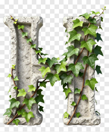 Stone Letter H Covered In Ivy PNG