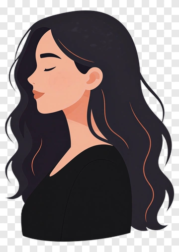 Profile Portrait Of A Woman With Long Black Hair PNG