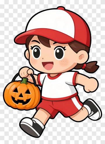 Cartoon Girl Holding A Halloween Pumpkin Bucket PNG