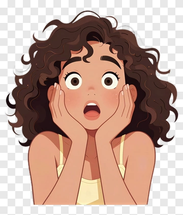 Surprised Girl With Curly Hair PNG