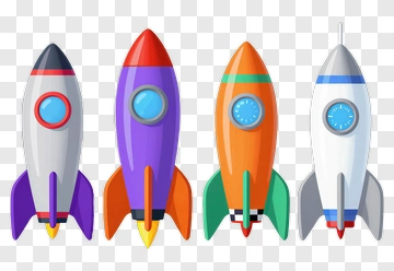 Colorful Cartoon Rockets PNG