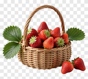Strawberry Basket With Fresh Strawberries PNG