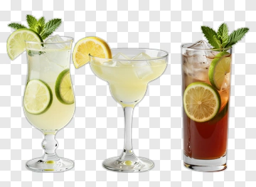 Cocktail Drinks With Lime And Mint Garnish PNG