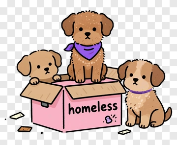 Cartoon Dogs In A Homeless Box PNG