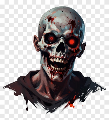 Cartoon Zombie Skull With Blood PNG