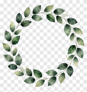 Watercolor Leaf Wreath PNG