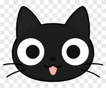 Cartoon Black Cat Face PNG