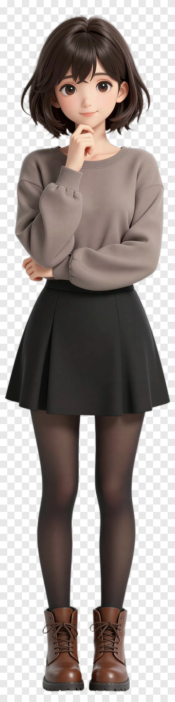 3D Girl In Casual Outfit PNG