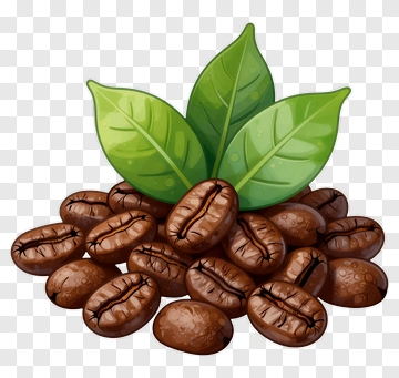 Coffee Beans With Green Leaves PNG