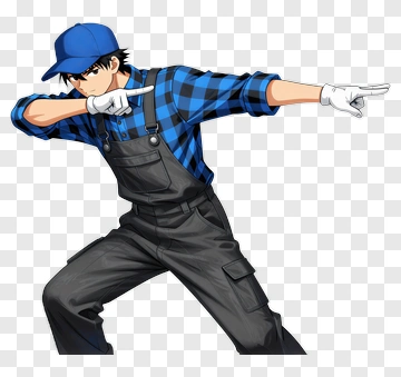 Cartoon Man Pointing In A Blue And Black Checkered Shirt PNG